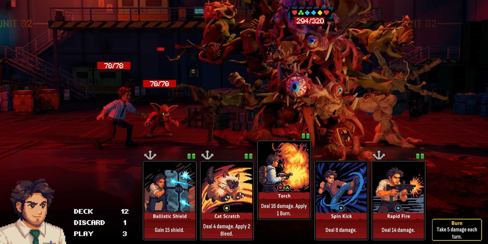 A character uses cards to face a monster in combat in Echo Generation 2.