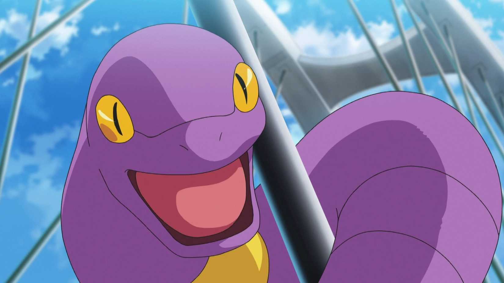 Ekans wound around a metal pole