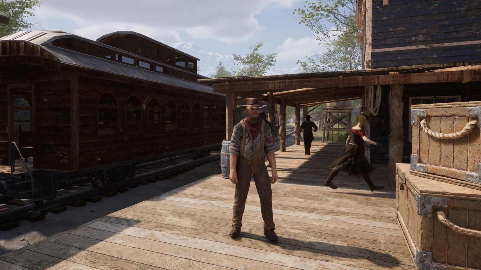 frontier legends character standing by a train