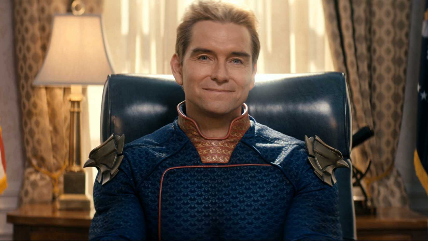 Homelander smiling straight ahead in The Boys season 5 episode 8
