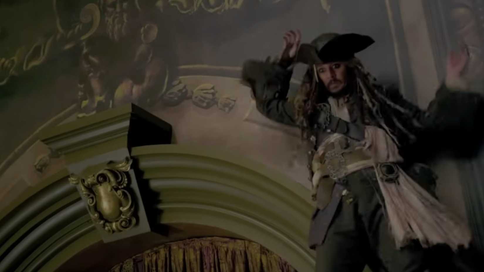 jack sparrow escaping the courtroom in pirates of the caribbean on stranger tides