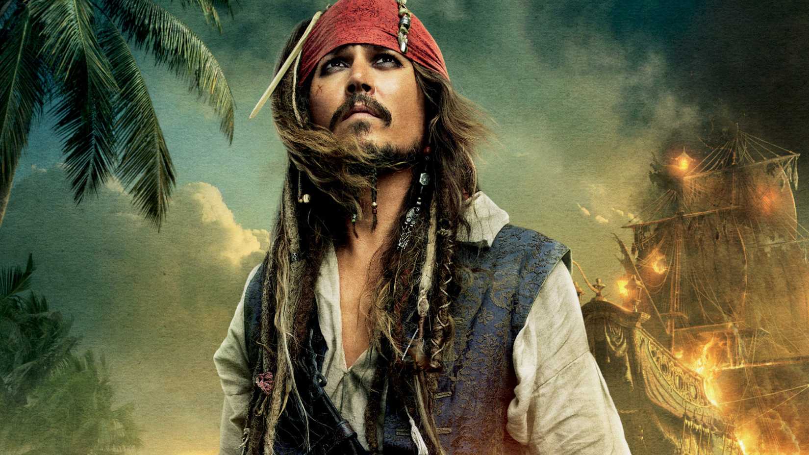 Jack Sparrow em cartaz de Pirates of the Caribbean: On Stranger Tides