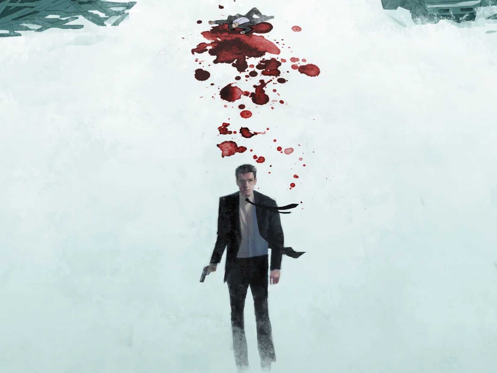 james bond comic art in the snow
