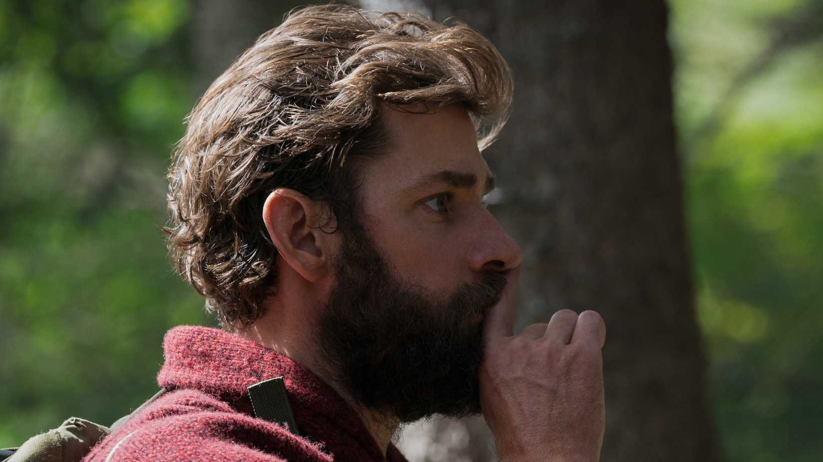 John Krasinski shushing in A Quiet Place
