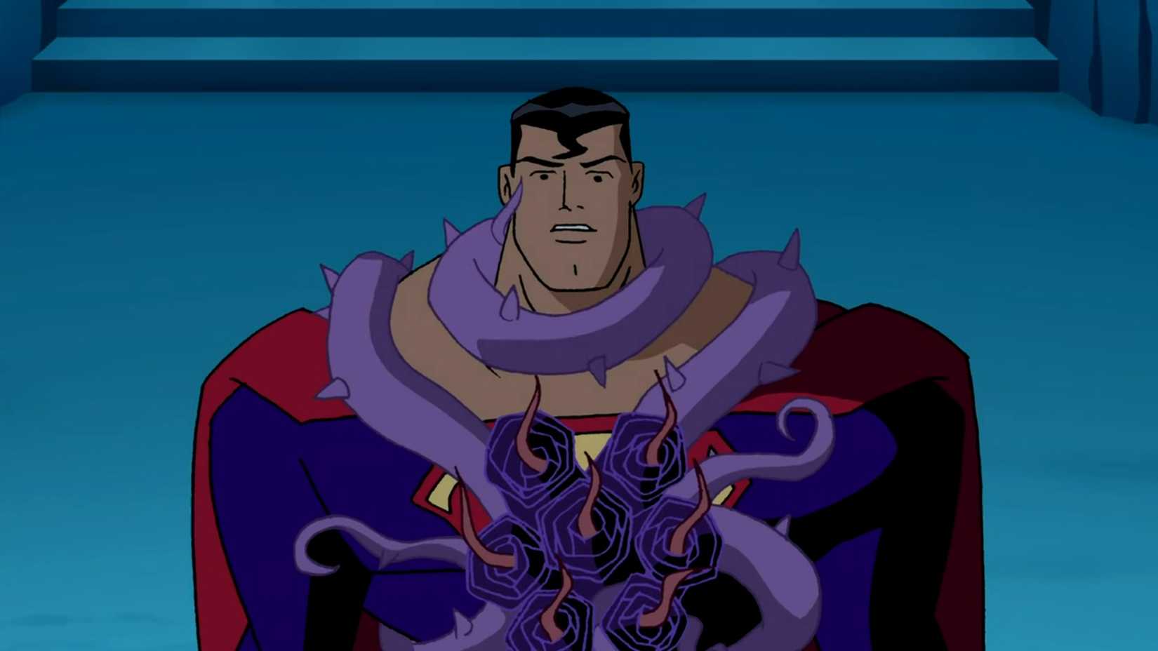 Superman preso pela planta Black Mercy em Justice League Unlimited
