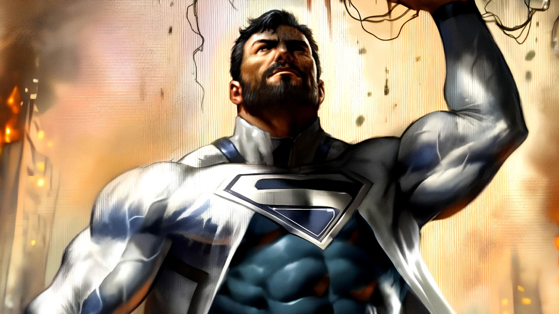 Kal-El's father Jor-El lifts debris as Superman Father of Tomorrow