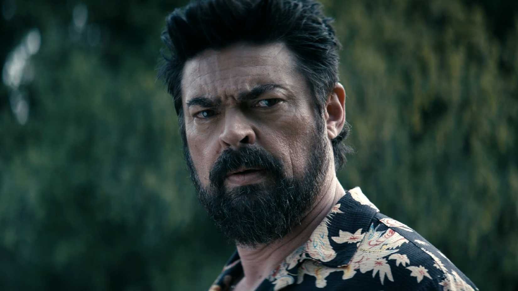 karl urban as billy butcher looking worried in the boys