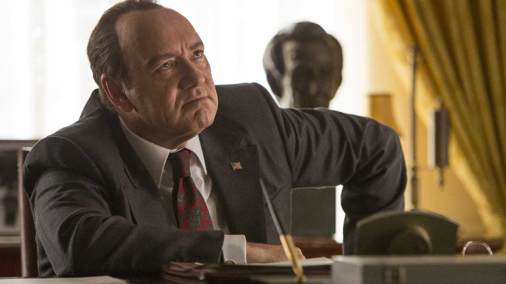 Kevin Spacey looks up as Richard Nixon in Elvis and Nixon