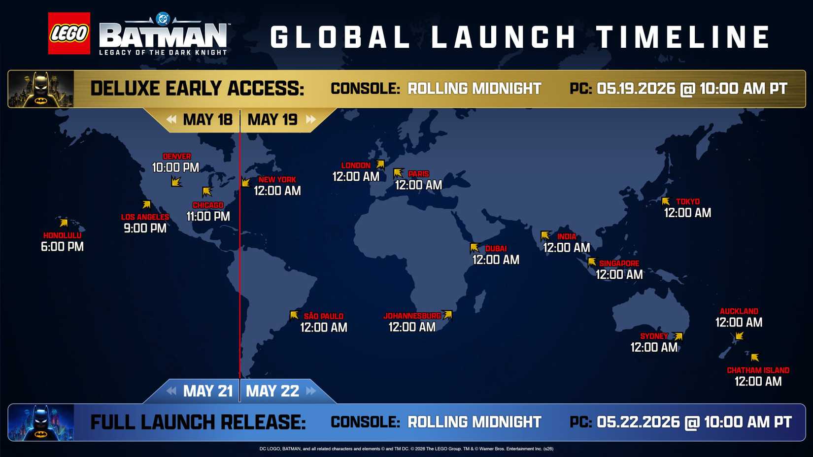 LEGO Batman Launch TImes