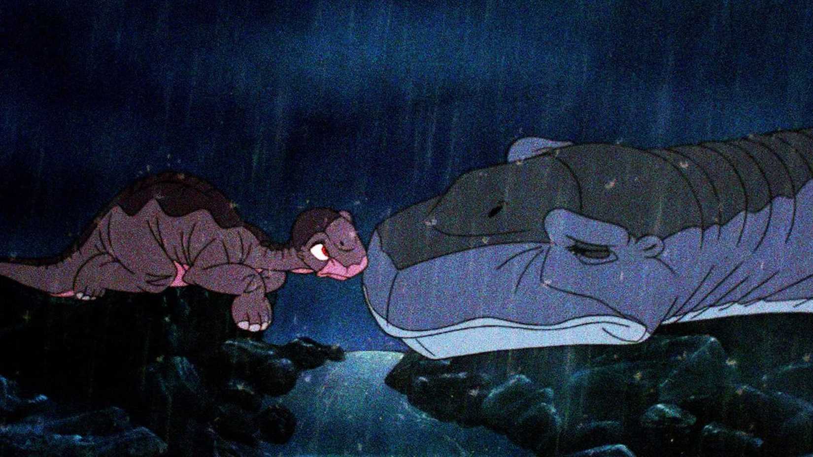 Littlefoot e sua mãe em The Land Before Time