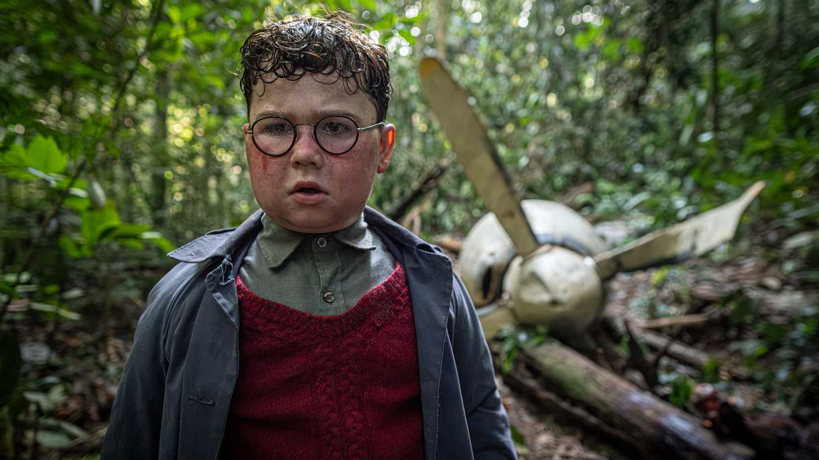 Piggy looking scared in Lord of the Flies
