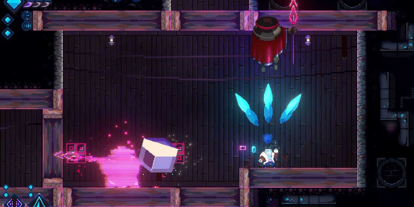 Oenn fires projectiles against an enemy in Lucid.