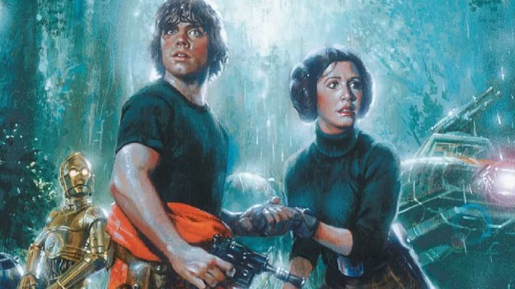 Luke e Leia na capa do livro Splinter of the Mind's Eye