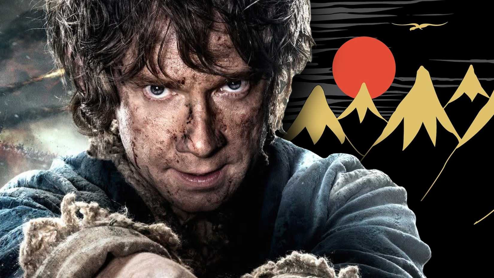 Martin Freeman's bilbo baggins in the hobbit along with classic book cover