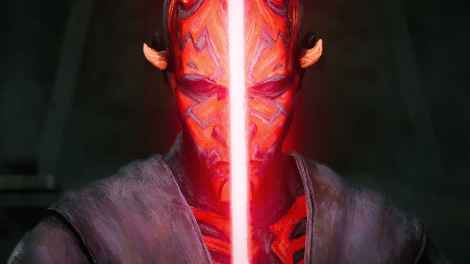 Maul empunhando seu sabre de luz em Maul: Shadow Lord