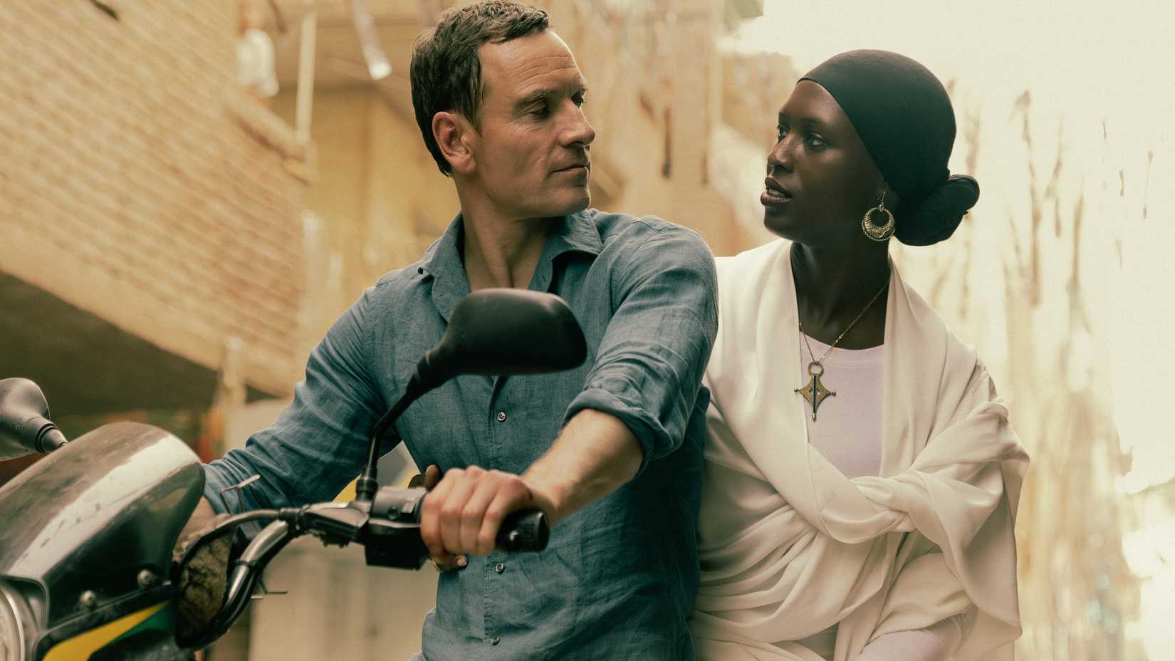 Michael Fassbender and Jodie-Turner Smith in a scene from The Agency