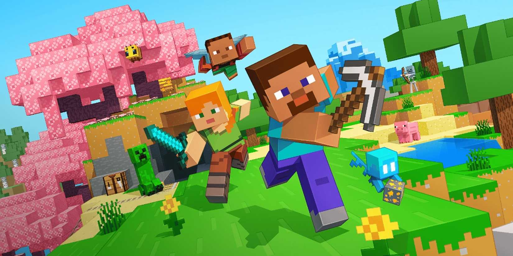 Minecraft characters in a promo still for the game.