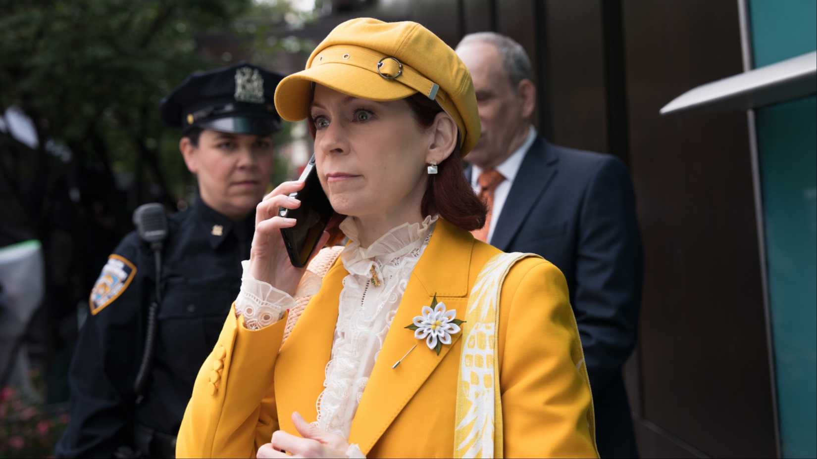 Carrie Preston on the phone as Elsbeth in Season 3