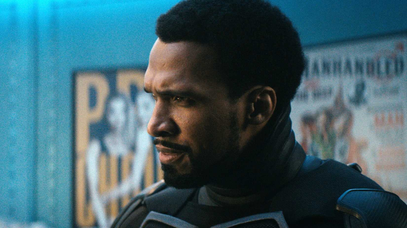 nathan mitchell as black noir ii looking confused in the boys season 5