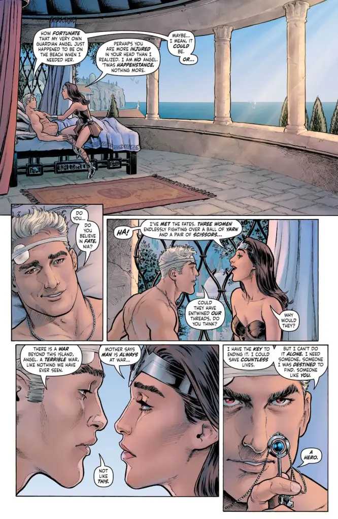 Nia Nal aka Dreamer talks to Steve Trevor in Themyscira in Dream Girls #1