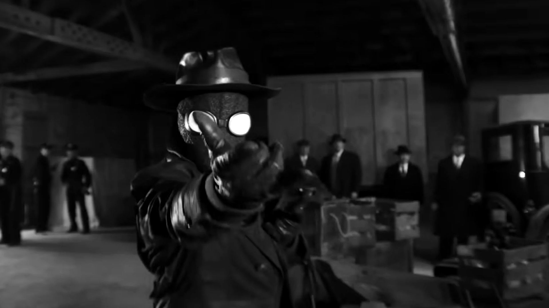 Nicolas Cage's The Spider firing a web in Spider-Noir