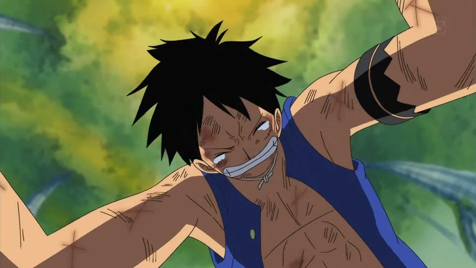 Luffy crying after losing his crew to Kuma.
