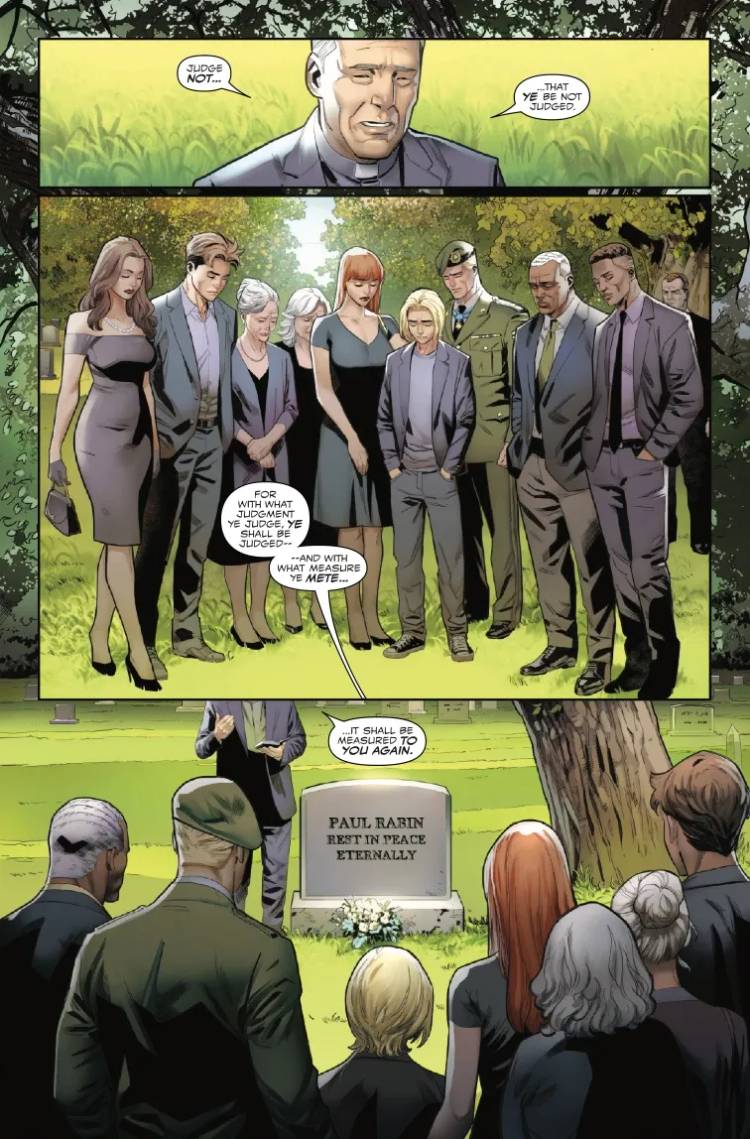 Paul Rabin's loved ones mourn him in Venom #258