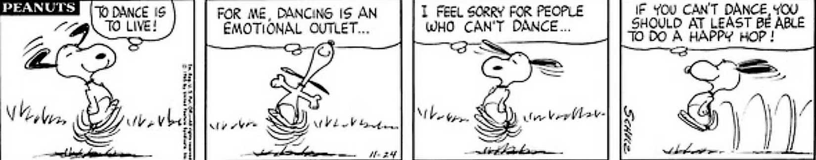Peanuts, Snoopy declares 'to dance is to live'