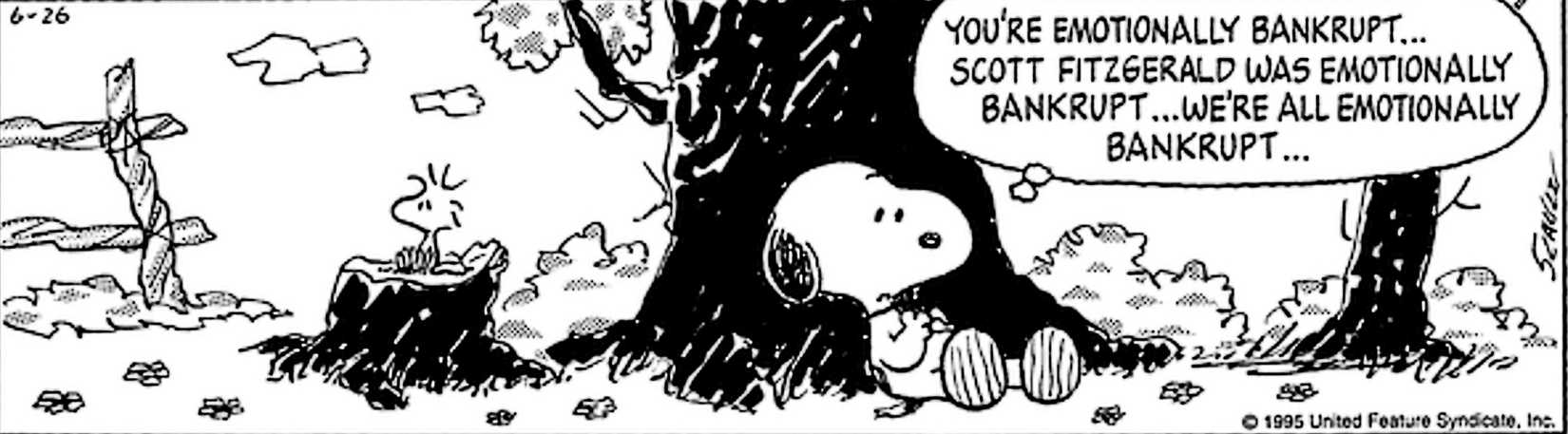 Peanuts, Snoopy realizes 'we're all emotionally bankrupt'