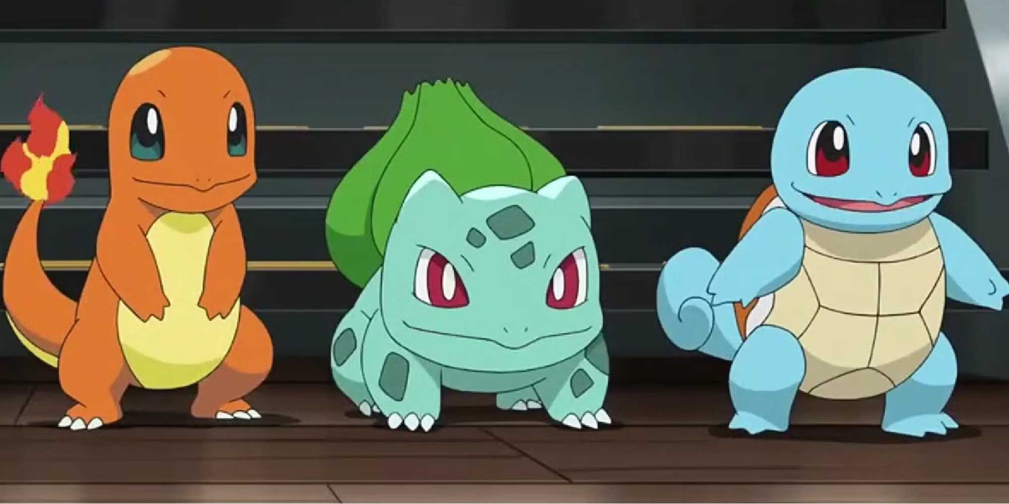 Pokemon kanto original three starters charmander bulbasaur and squirtle standing together