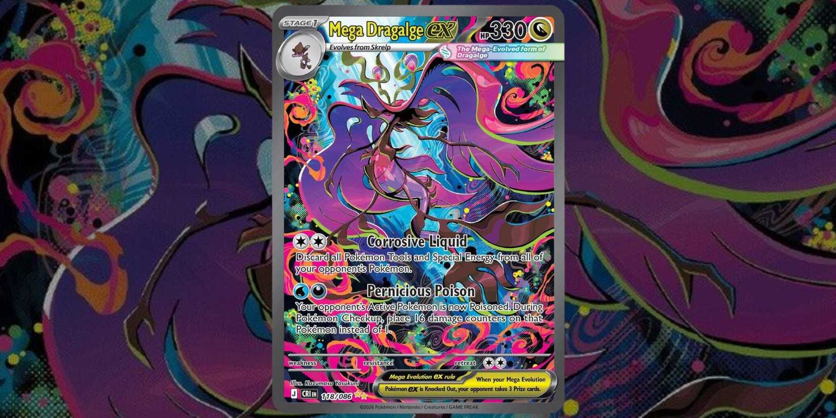 Pokemon TCG Chaos Rising Mega Dragalge ex card 118