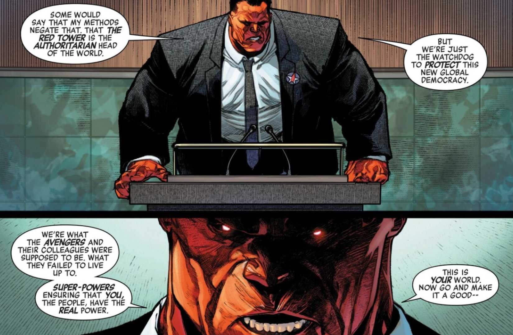 Red Hulk explains his plan