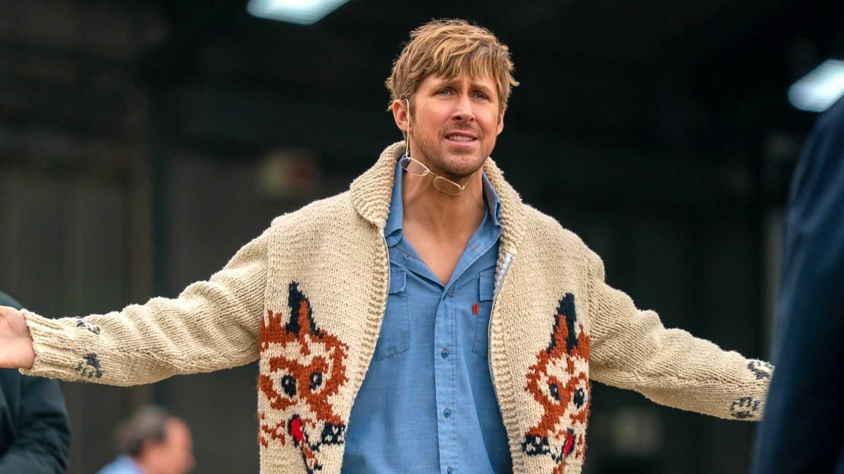 Ryan Gosling as Ryland Grace with his hands up in Project Hail Mary