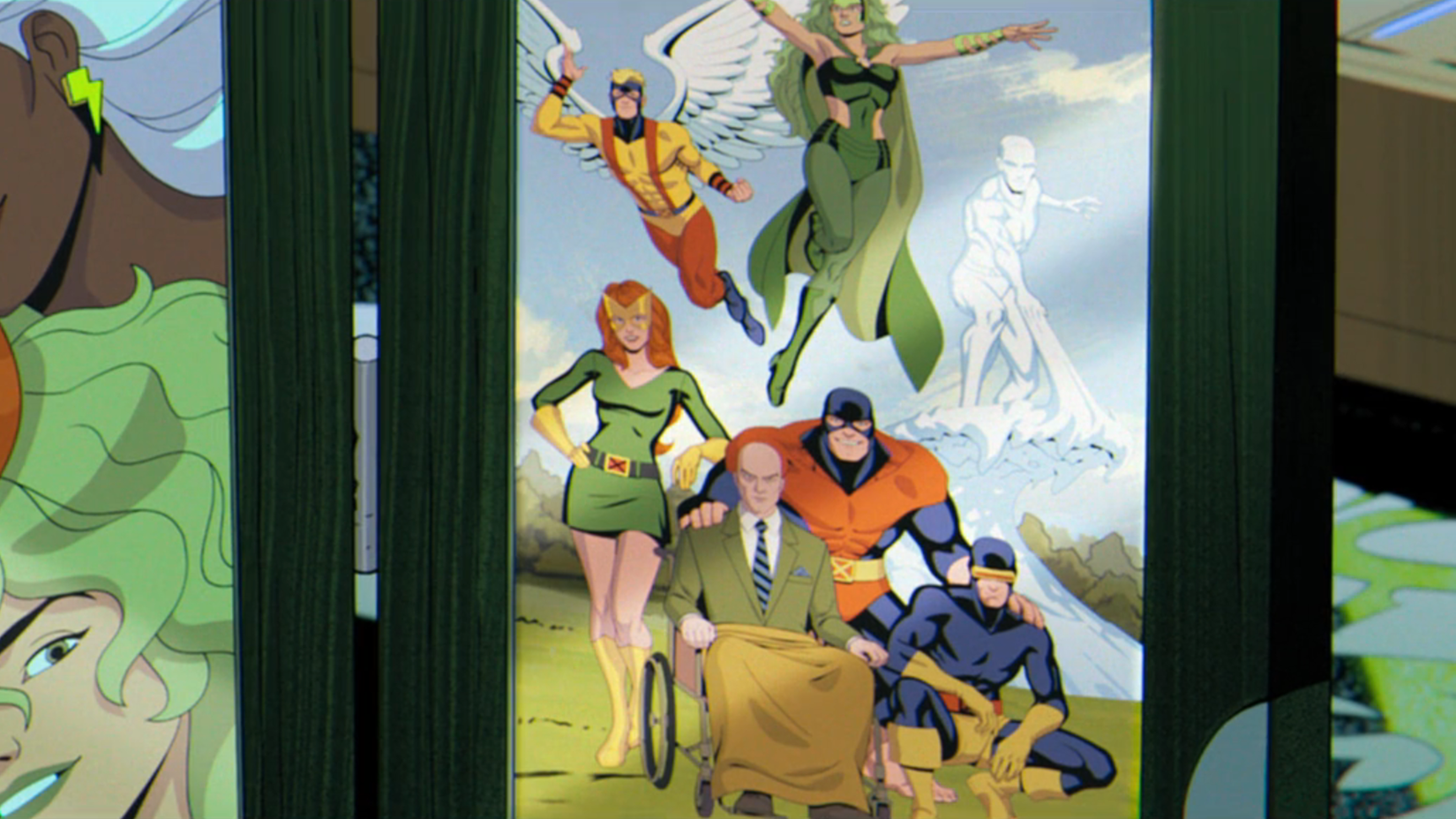 Polaris posando com os membros fundadores dos X-Men