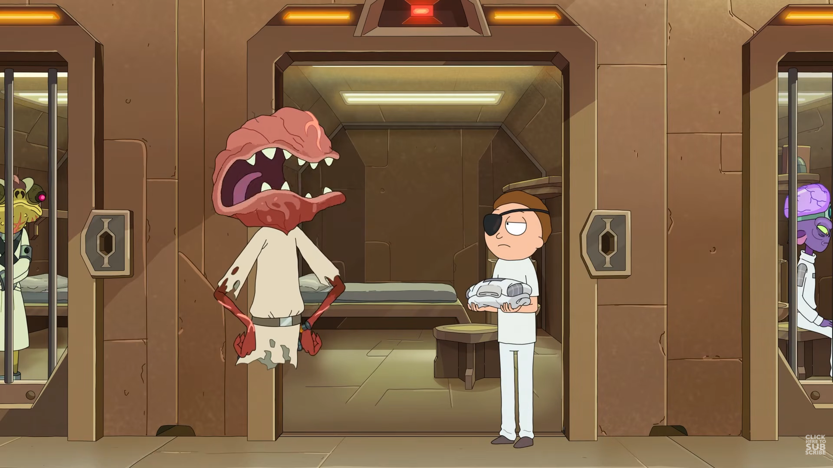 Evil Morty sob custódia dos Time Cops
