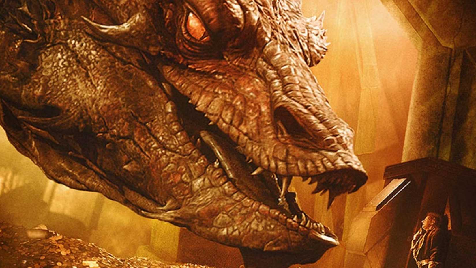 Smaug stares at a dwarf in The Hobbit The Desolation of Smaug