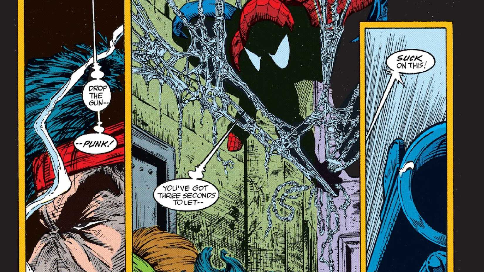 spider-man intimidates a mugger