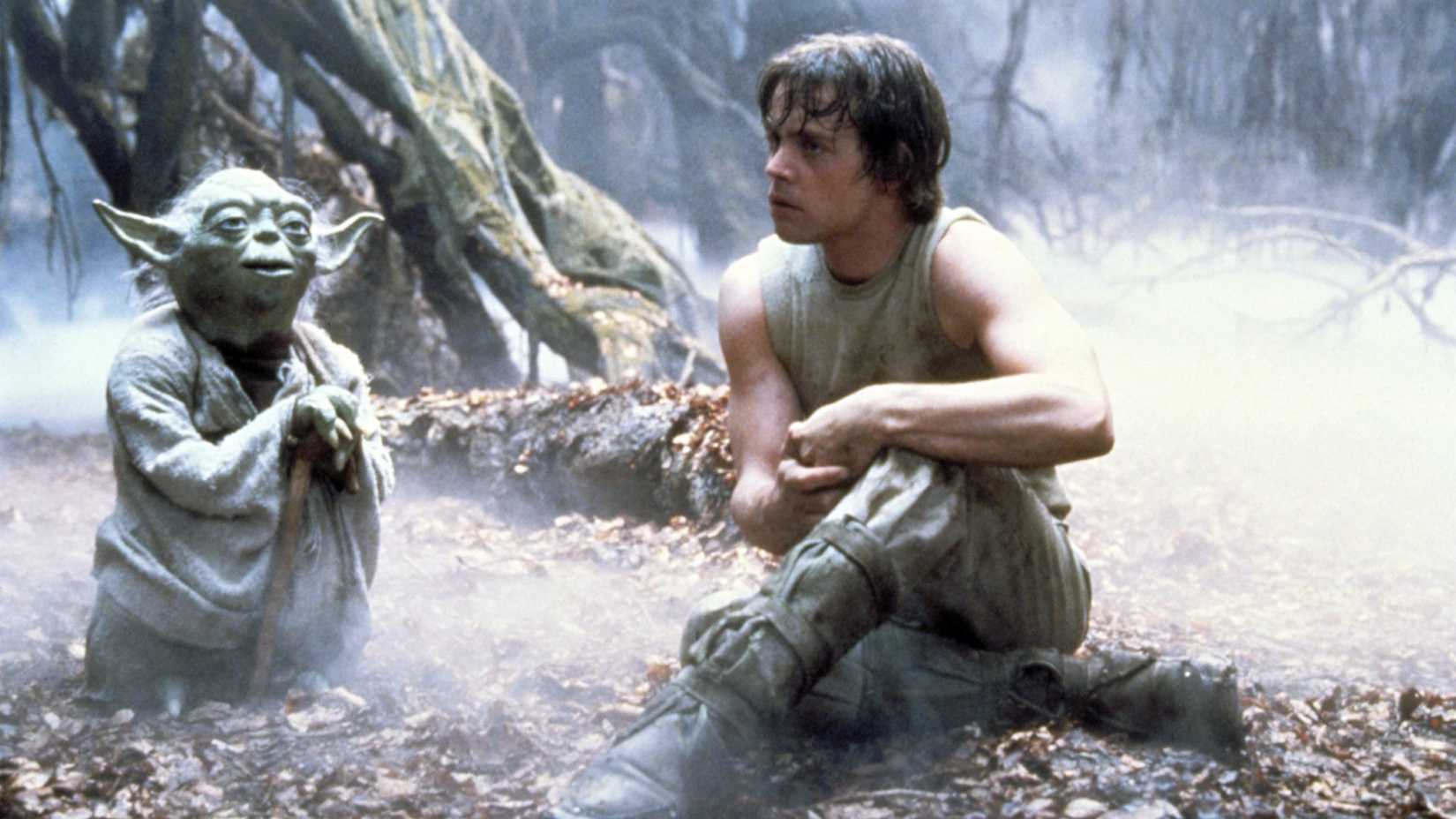 Yoda and Luke Skywalker on Dagobah in The Empire Strikes Back