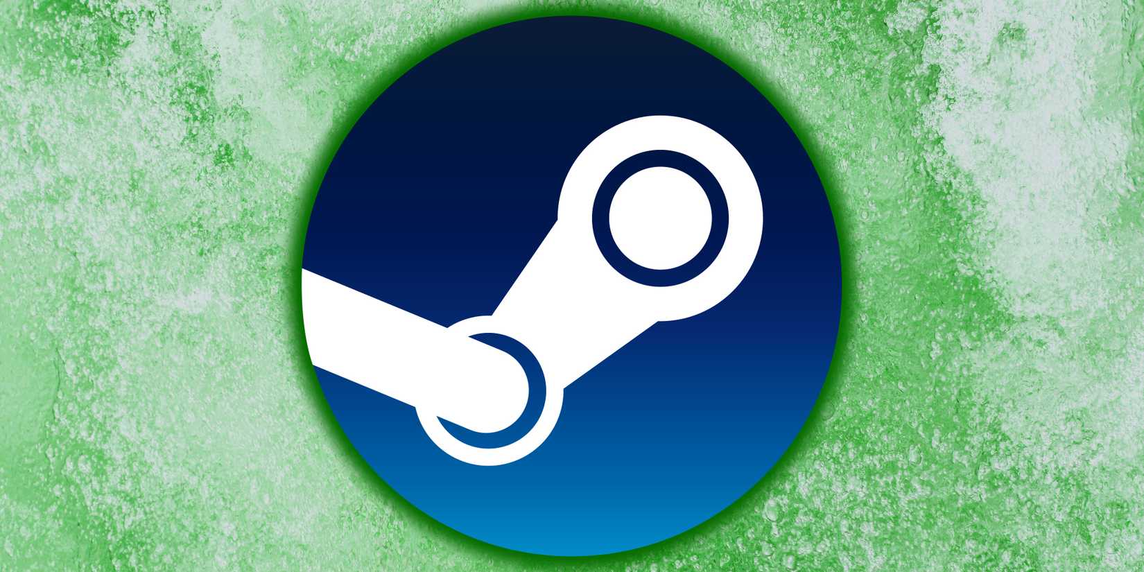 The Steam logo is superimposed over a green background.