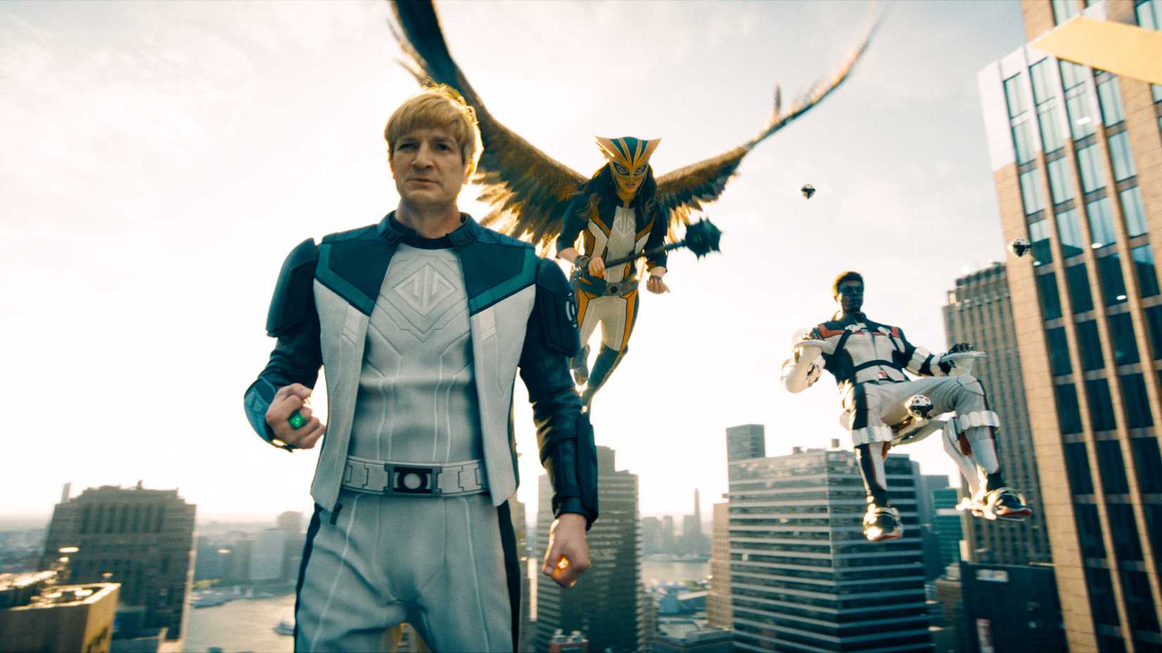 Guy Gardner, Hawkgirl, and Mister Terrific in Superman