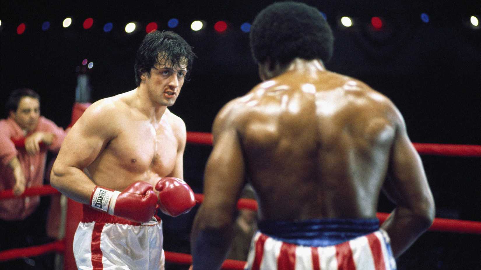 Sylvester Stallone and Carl Weathers in Rocky