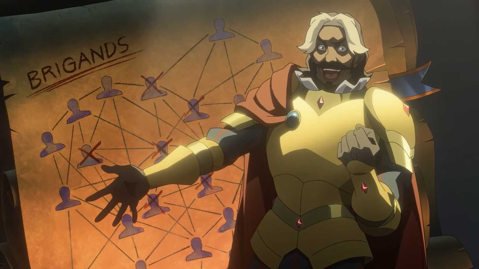 tary giving a presentation of the brigands he s hunting in the legend of vox machina season 4