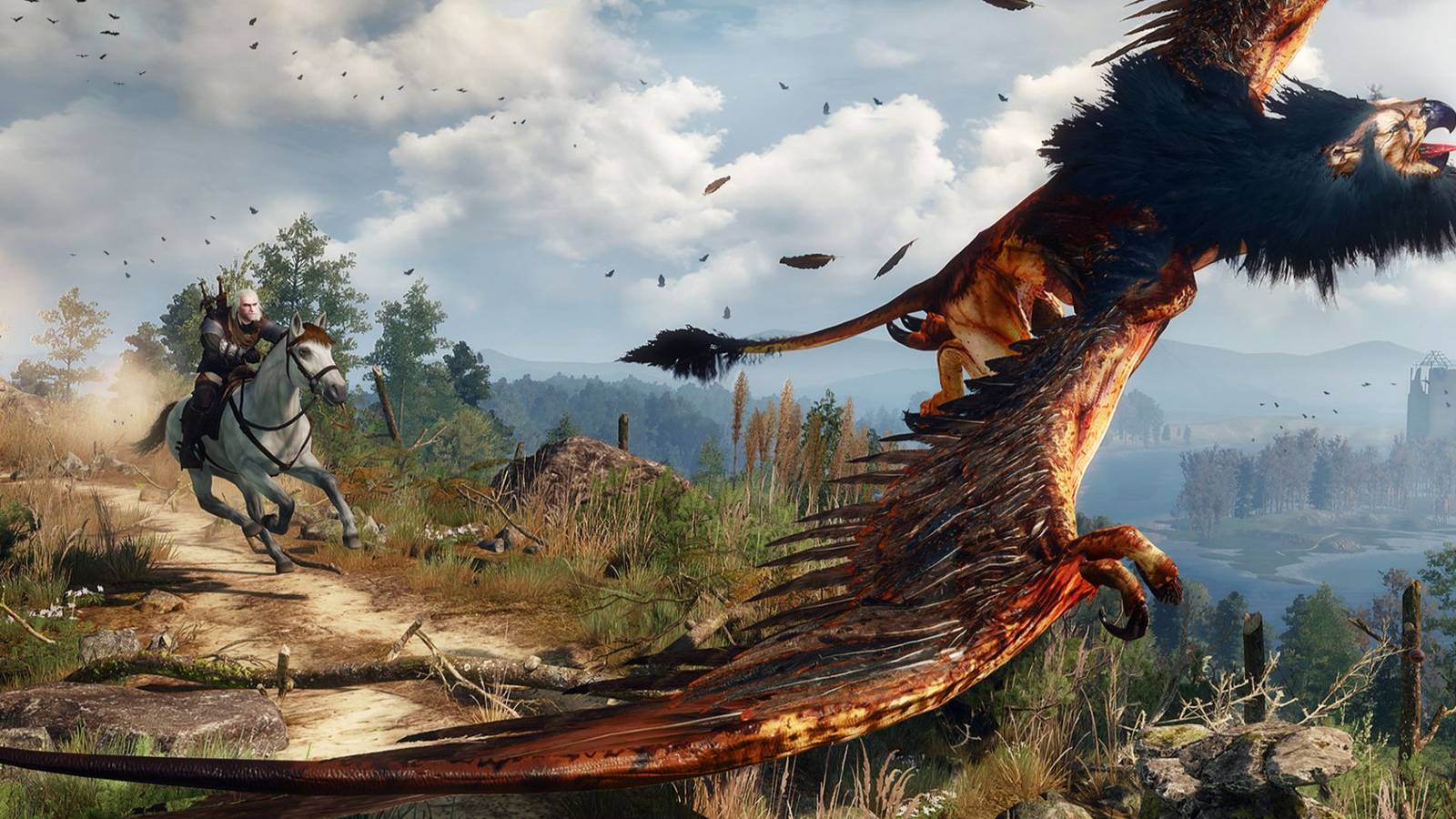 The Witcher 3 Geralt chasing beast from press kit hi res