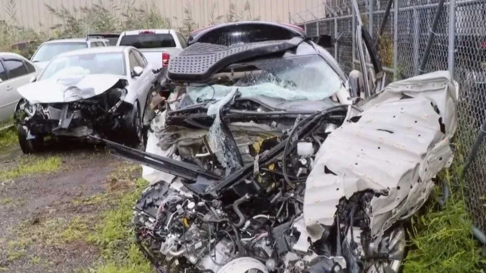 The wrecked car from The Crash on Netflix