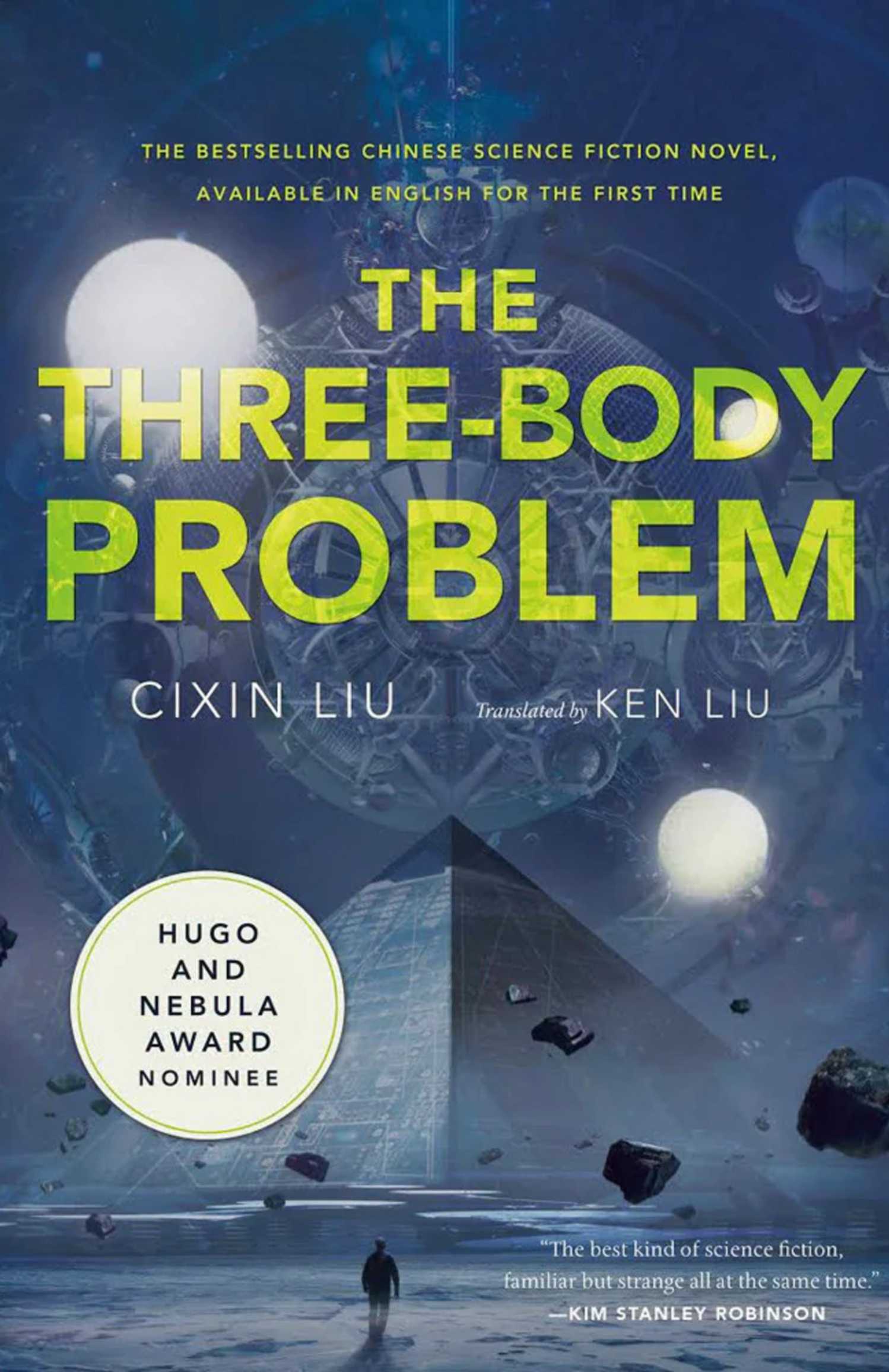 Three Body Problem book cover, a pyramid on a distant planet