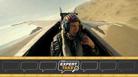 Tom Cruise in Top Gun_ Maverick with Screen Rant_ The Expert Take Banner along the bottom