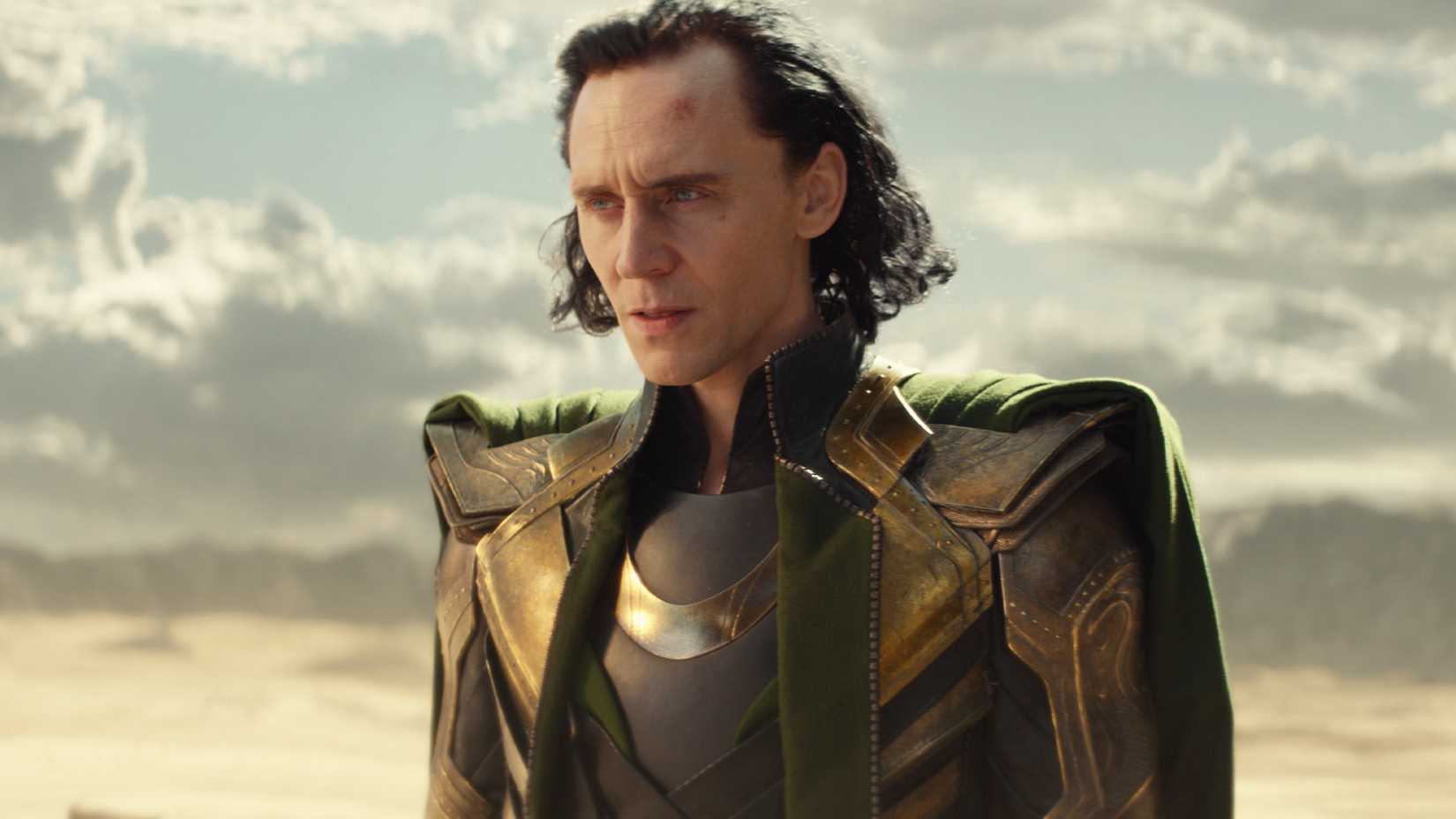 Tom Hiddleston suited up and looking concerned as Loki in the MCU