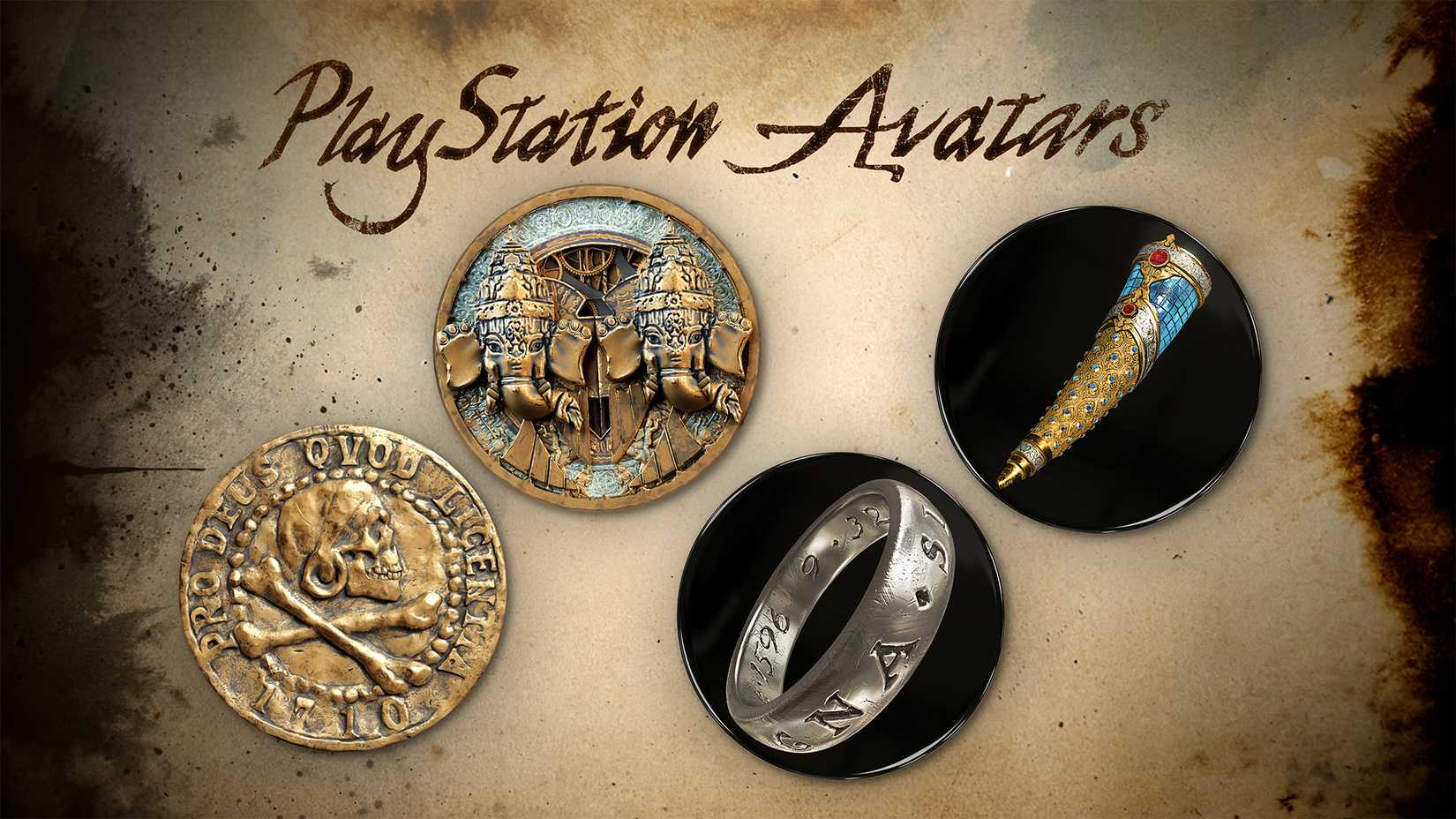 Image shows the PSN avatars for the Uncharted franchise