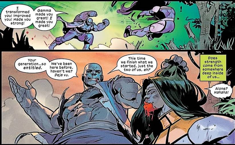 Ultimates #24, Hulk rants at a bloody She-Hulk