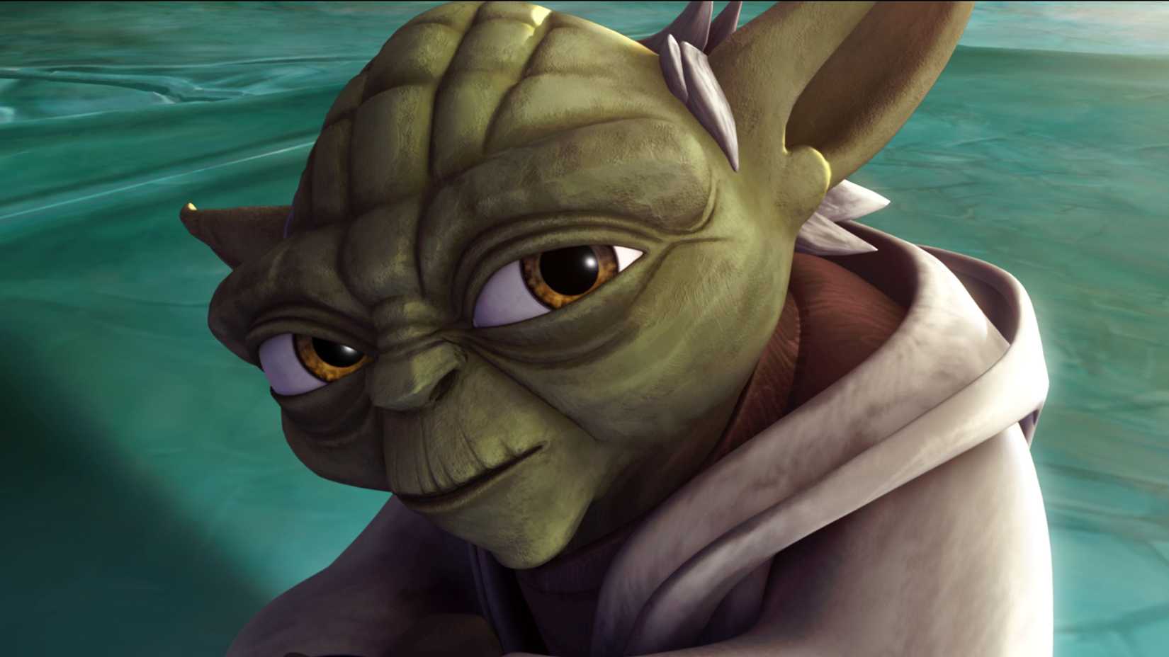 Yoda staring at something in Star Wars: The Clone Wars.